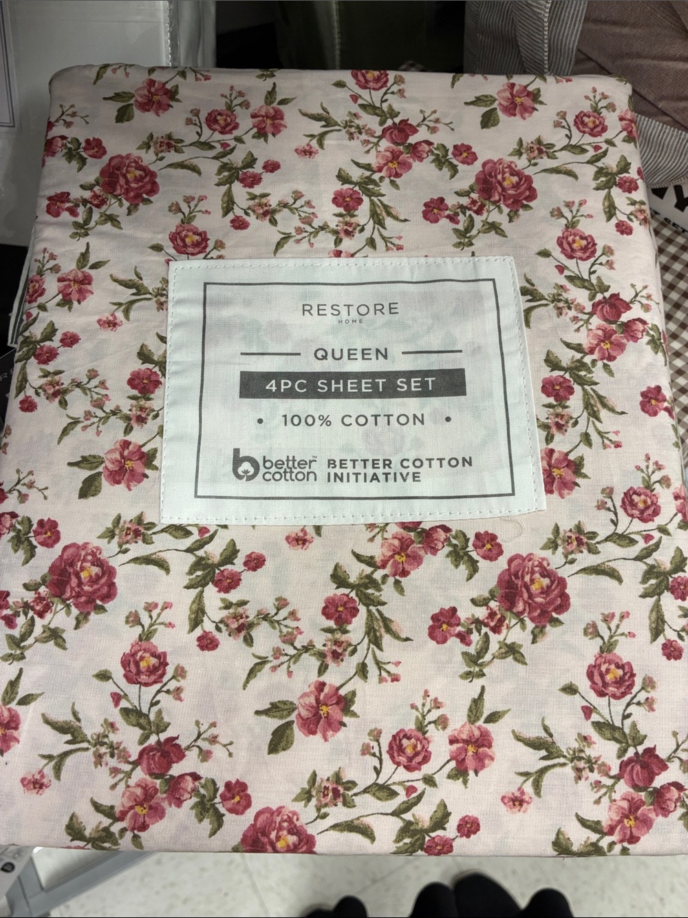Queen 4PC Sheet Set in Pink Floral